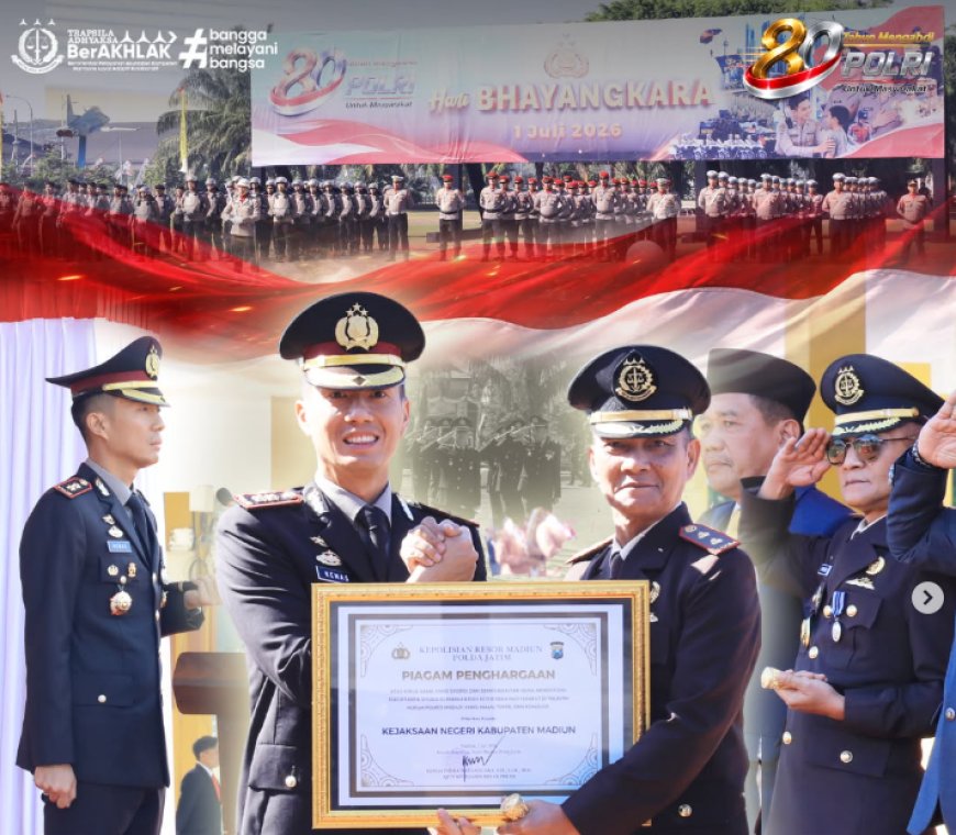 Kepala Kejaksaan Negeri Kabupaten Madiun menghadiri Upacara Peringatan Hari Bhayangkara ke-80 Tahun 2026