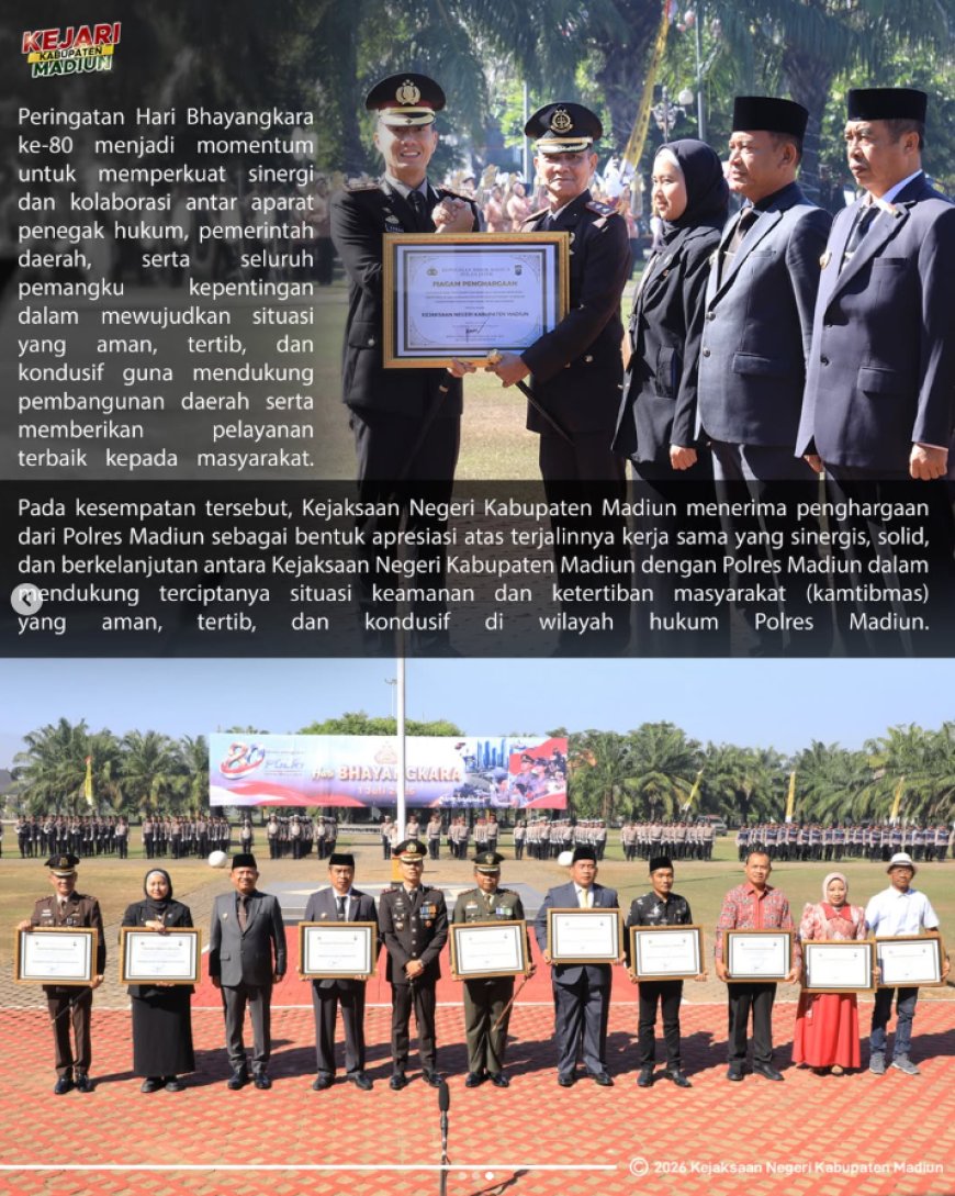 Kepala Kejaksaan Negeri Kabupaten Madiun menghadiri Upacara Peringatan Hari Bhayangkara ke-80 Tahun 2026