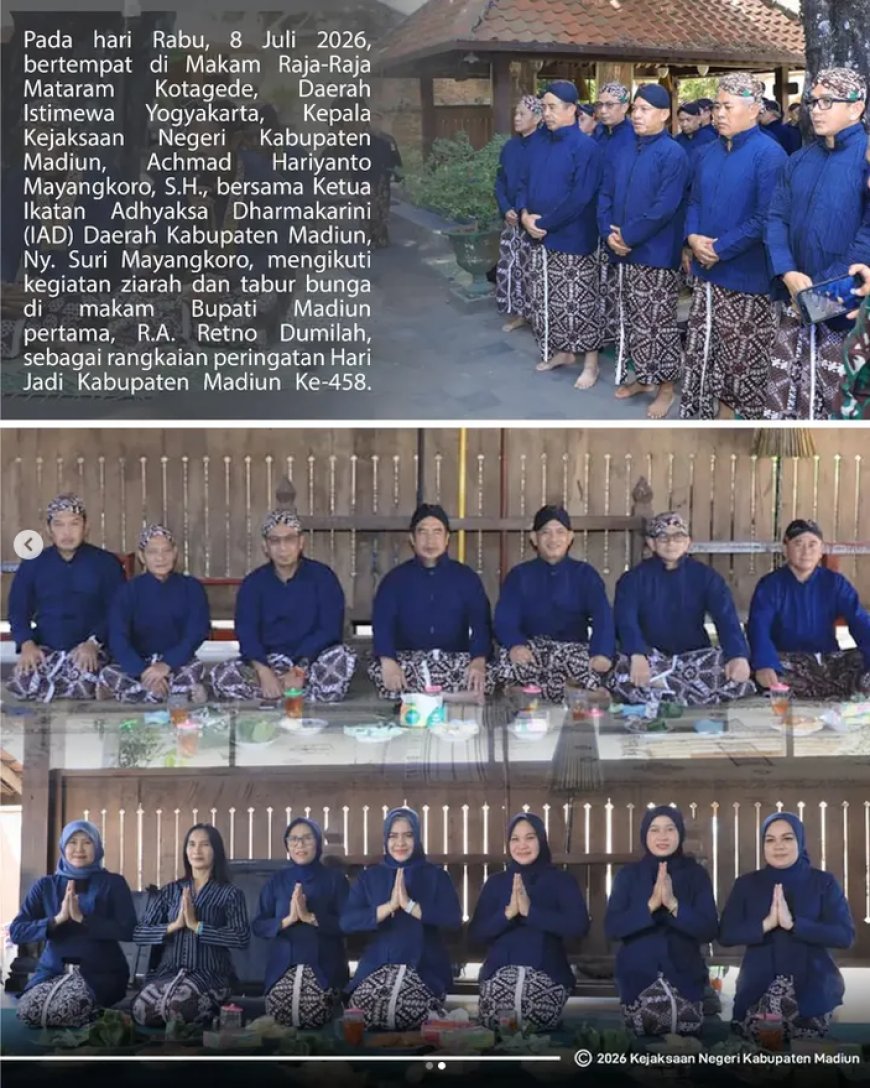 Ziarah dan tabur bunga di makam Bupati Madiun R.A. Retno Dumilah, sebagai rangkaian peringatan Hari Jadi Kabupaten Madiun Ke-458.