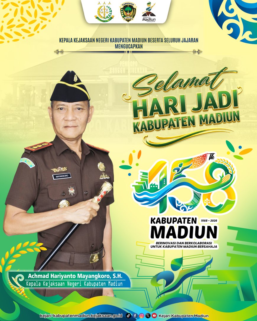 Kejaksaan Negeri Kabupaten Madiun mengucapkan Selamat Hari Jadi Kabupaten Madiun Ke-458