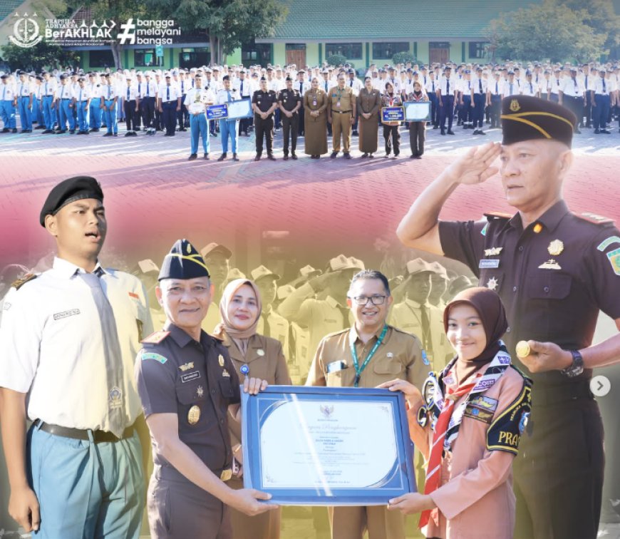 Kepala Kejaksaan Negeri Kabupaten Madiun bertindak sebagai Inspektur Upacara Bendera Hari Senin yang dilaksanakan di SMKN 1 Mejayan
