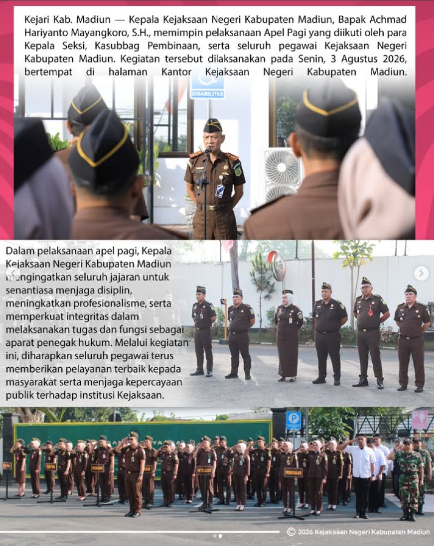 Kepala Kejaksaan Negeri Kabupaten Madiun memimpin pelaksanaan Apel Pagi