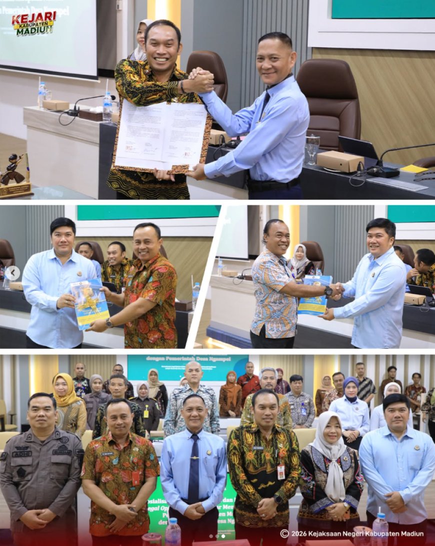 Penyerahan Legal Opinion (LO) dan Penandatanganan Perjanjian Kerja Sama antara Sekretaris Daerah Pemerintah Kabupaten Madiun dengan Kejaksaan Negeri Kabupaten Madiun
