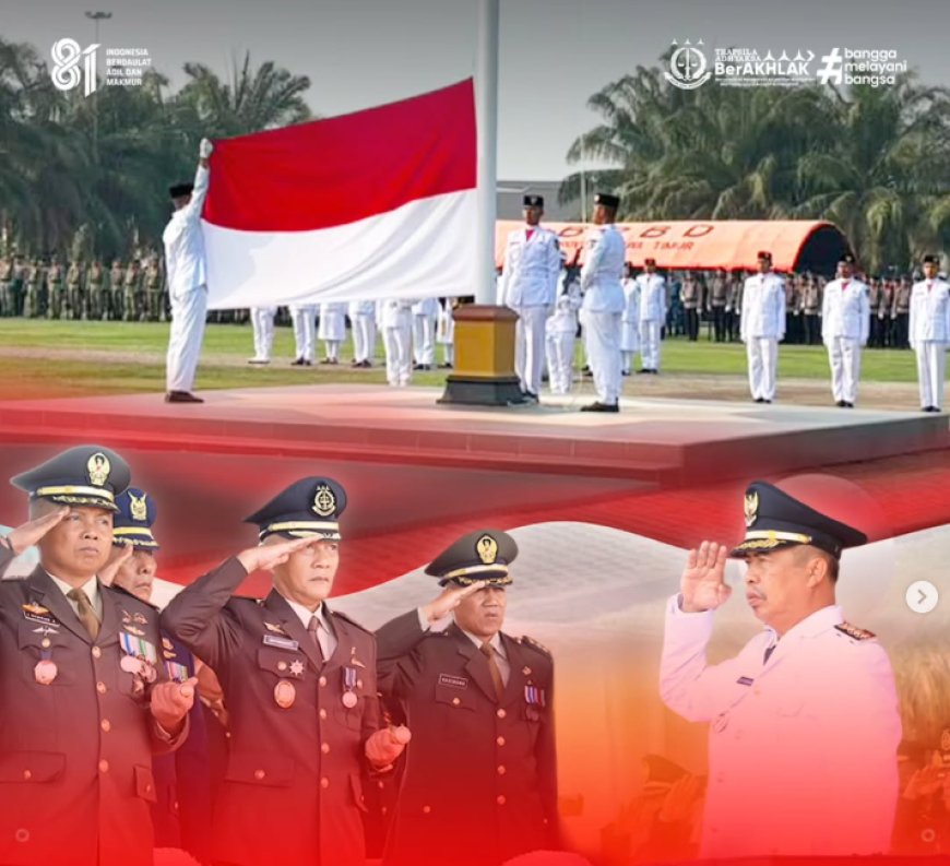 Kepala Kejaksaan Negeri Kabupaten Madiun Bersama Forkopimda Menghadiri Upacara Peringatan Hari Kemerdekaan RI Ke-81