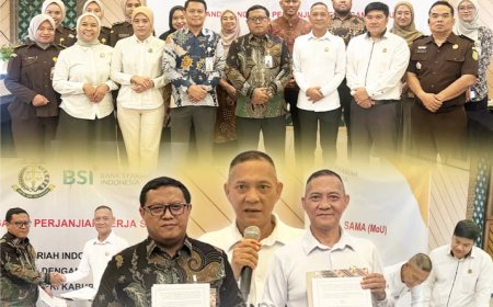Penandatanganan Perjanjian Kerja Sama (PKS) di Bidang Perdata dan Tata Usaha Negara antara Kejaksaan Negeri Kabupaten Madiun dengan PT Bank Syariah Indonesia
