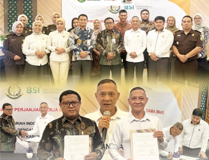 Penandatanganan Perjanjian Kerja Sama (PKS) di Bidang Perdata dan Tata Usaha Negara antara Kejaksaan Negeri Kabupaten Madiun dengan PT Bank Syariah Indonesia
